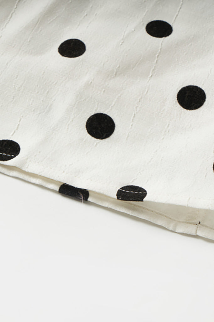 White Polka-Dot Spaghetti-Strap Midi Dress  Fibflx