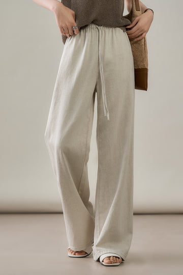 White Pull-On Wide-Leg Drawstring Jeans - Fibflx