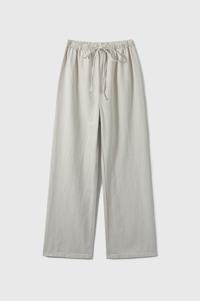 White Pull-On Wide-Leg Drawstring Jeans  Fibflx