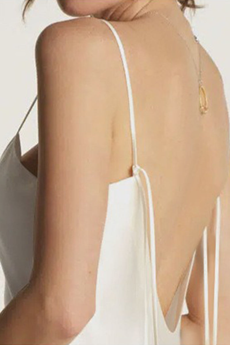White Silk Backless Maxi Slip Dress Ivory / S