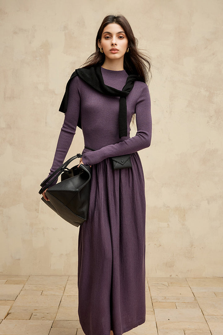 long sleeve mock neck maxi dress NW 90% Polyester/10% Spandex Galaxy | Silver Sequin Turtle-Neck