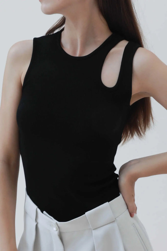 fibflx women's clothes sphaghetti strap top black tank top asymmetrical
