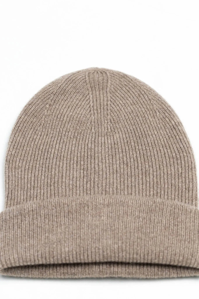 Fifblx women's cashmere knit beanie folded up black