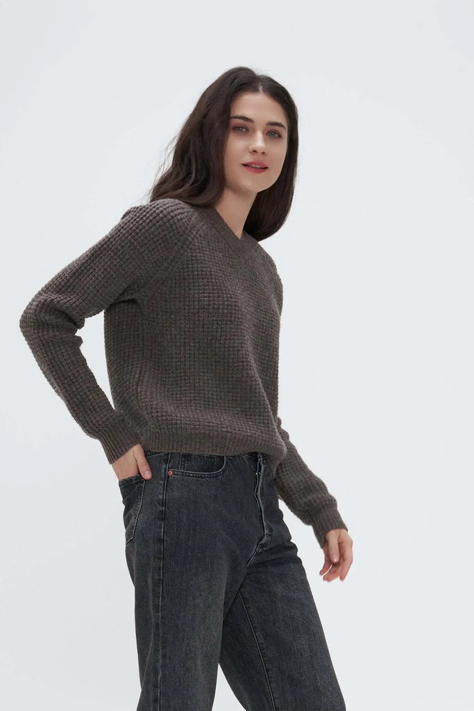 Fibflx Women's Block Stitch Wool Sweater