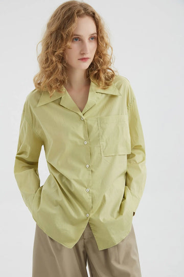 fibflx women's clothes summer collar shirt button down cotton long sleeve shirt light green yellow