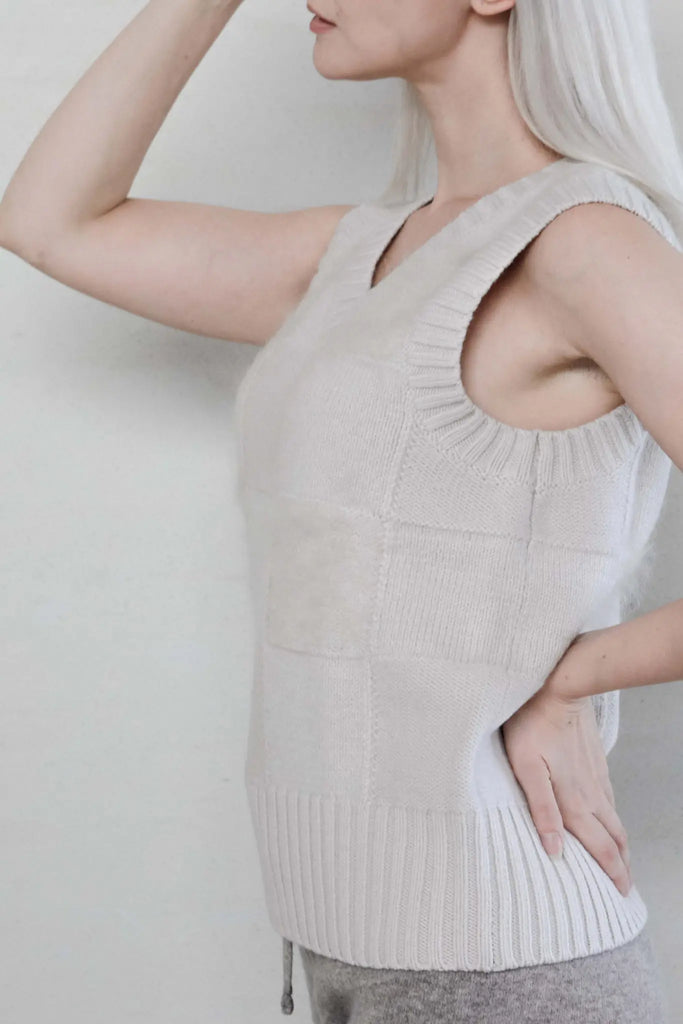 Checked Wool Blend Vest