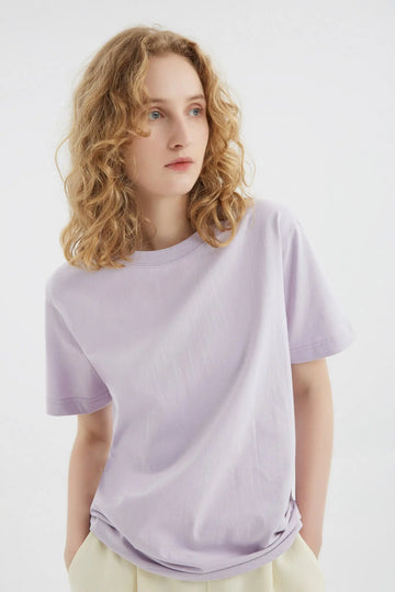 fibflx women's clothes summer cotton crewneck t shirt oversize unisex purple