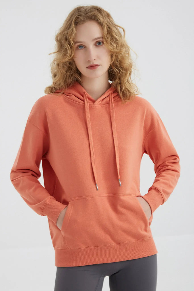fibflx women's clothes cotton hoodie orange