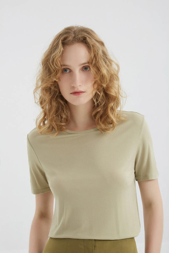 fibflx women's clothes summer silk crewneck t shirt oversize unisex beige yellow