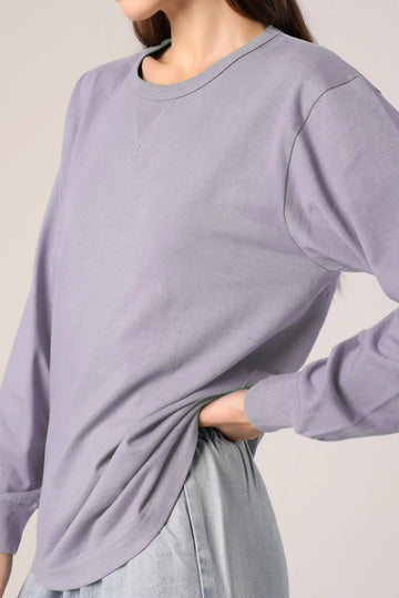 fibflx women's long sleeve crewneck sweatshirt 100% cotton oversize purple