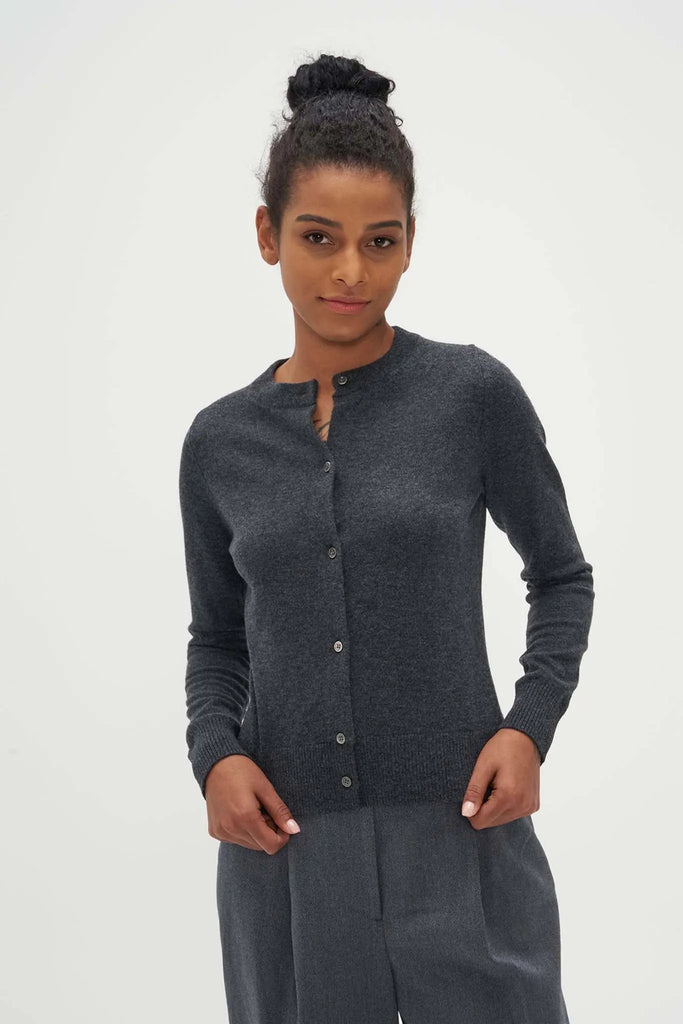 Fibflx Crewneck Cardigan in Cashmere and Wool