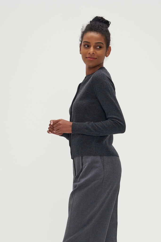 Fibflx Crewneck Cardigan in Cashmere and Wool