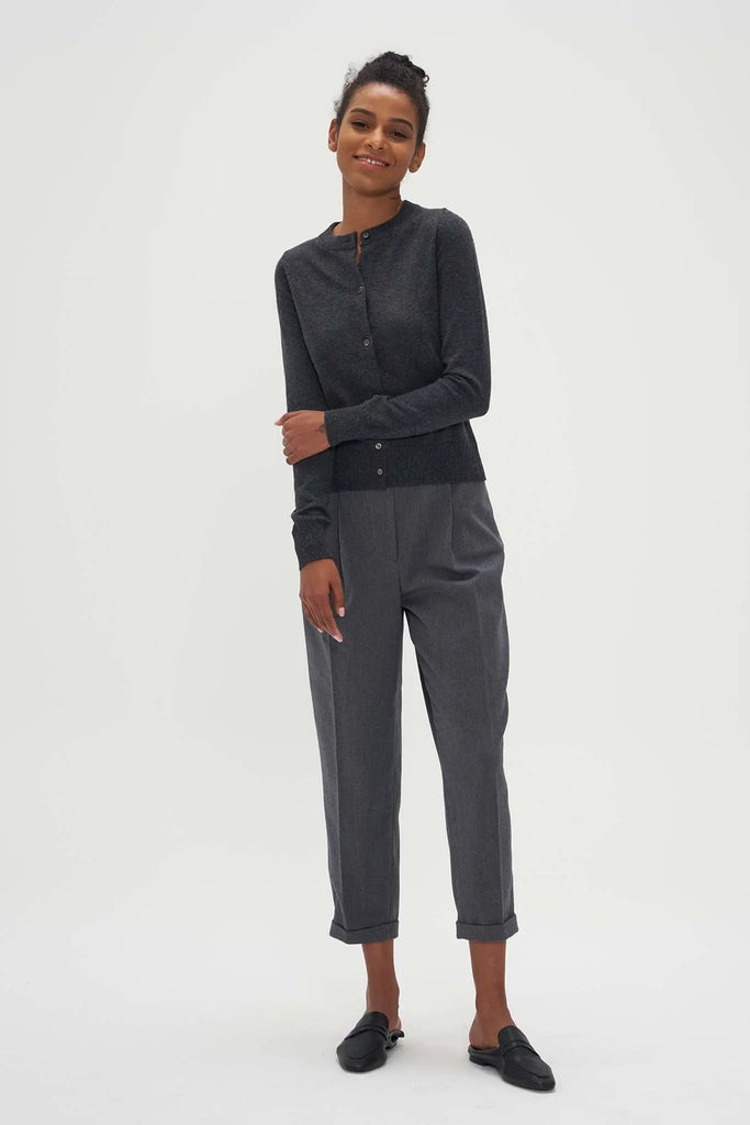 Fibflx Crewneck Cardigan in Cashmere and Wool