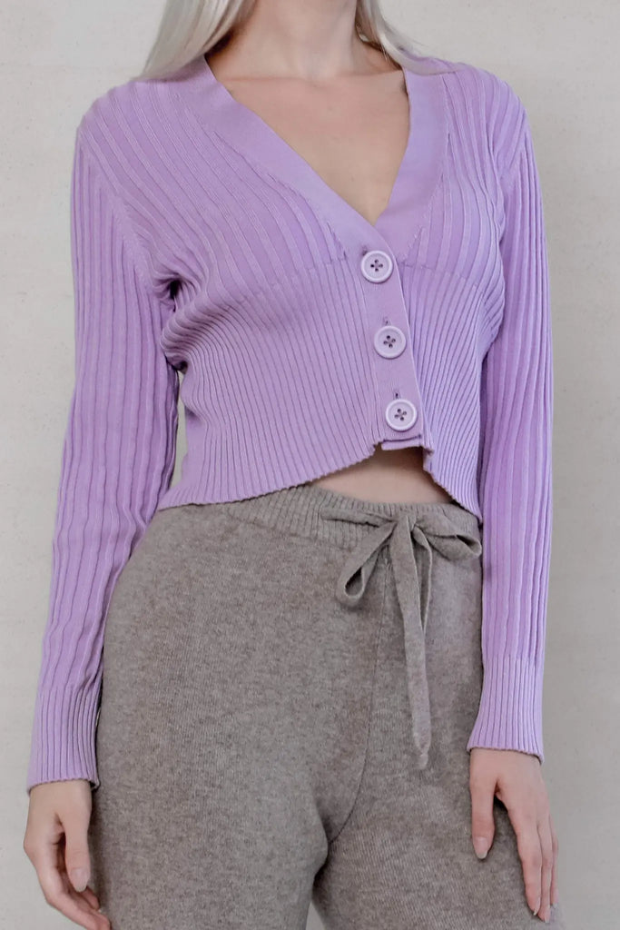 fibflx women's cropped v-neck cardigan deep plunge neckline sweater fall spring winter cotton top purple