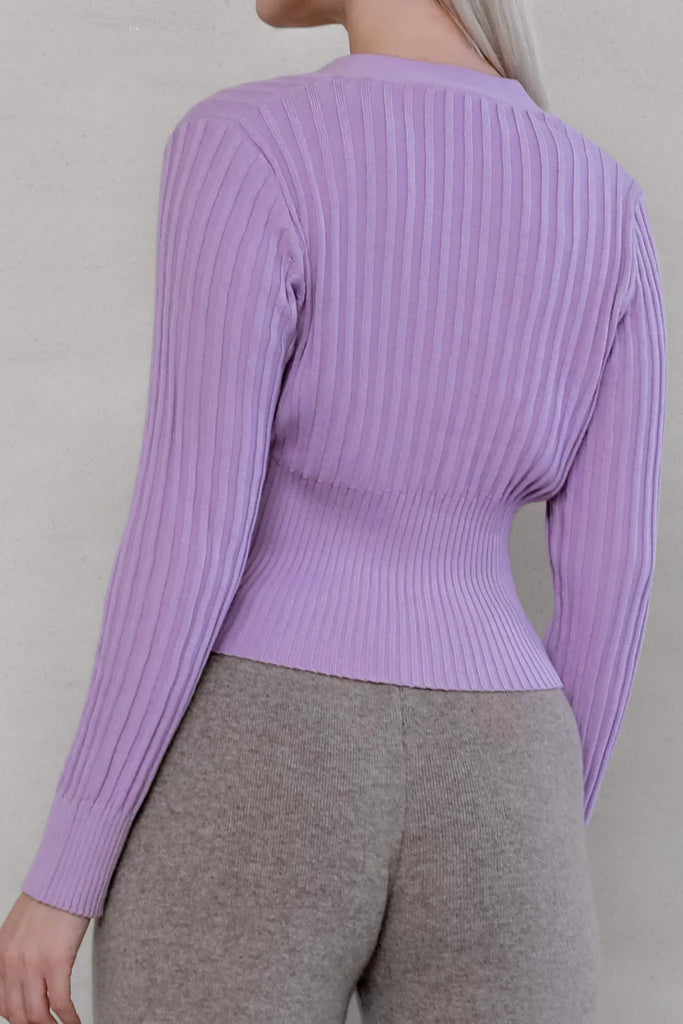 fibflx women's cropped v-neck cardigan deep plunge neckline sweater fall spring winter cotton top purple