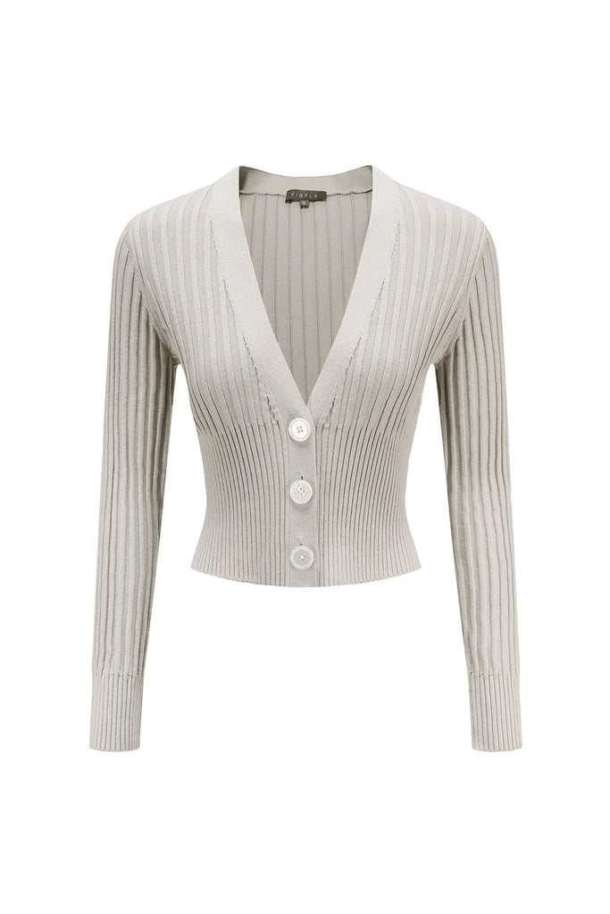 fibflx women's cropped v-neck cardigan deep plunge neckline sweater fall spring winter cotton top beige grey white