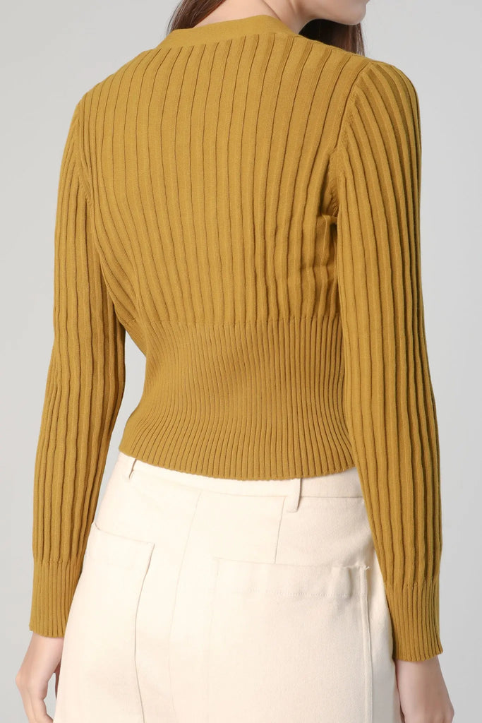 fibflx women's cropped v-neck cardigan deep plunge neckline sweater fall spring winter cotton top yellow