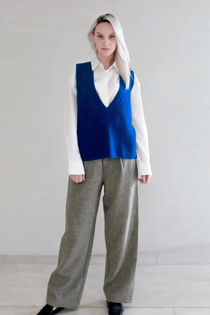 Fibflx women's clothes 100% wool deep v neck sweater vest deep plunge neckline knitted top spring fall winter layering gift white