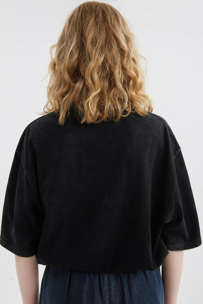 fibflx women's clothes cotton t shirt distressed t shirt oversize unisex shirt black