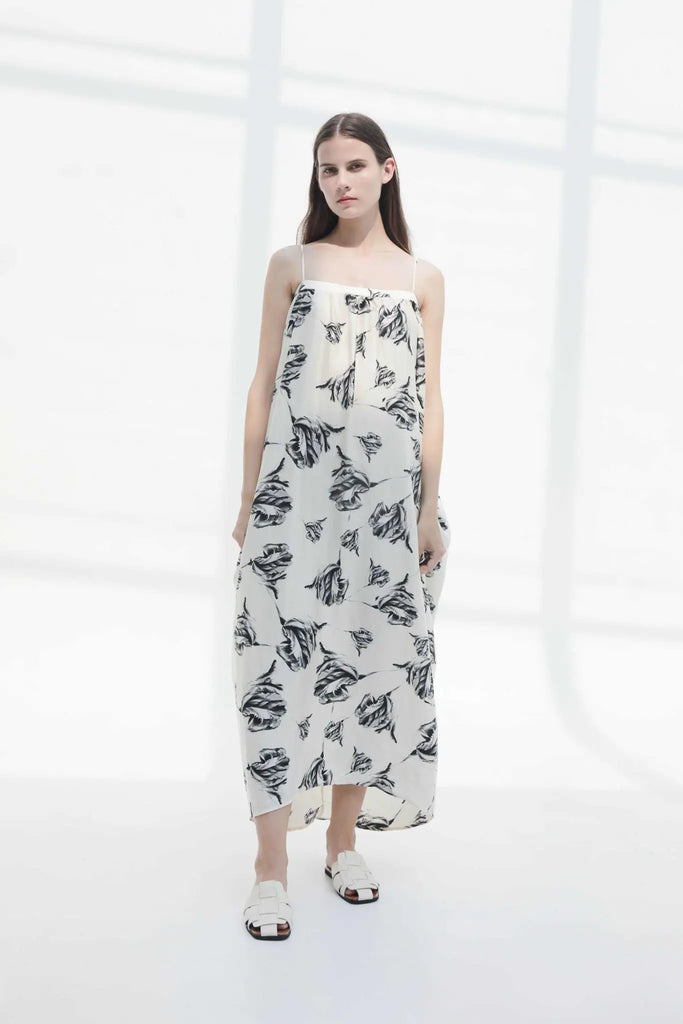 fibflx women's clothes spaghetti strap maxi dress floral print white