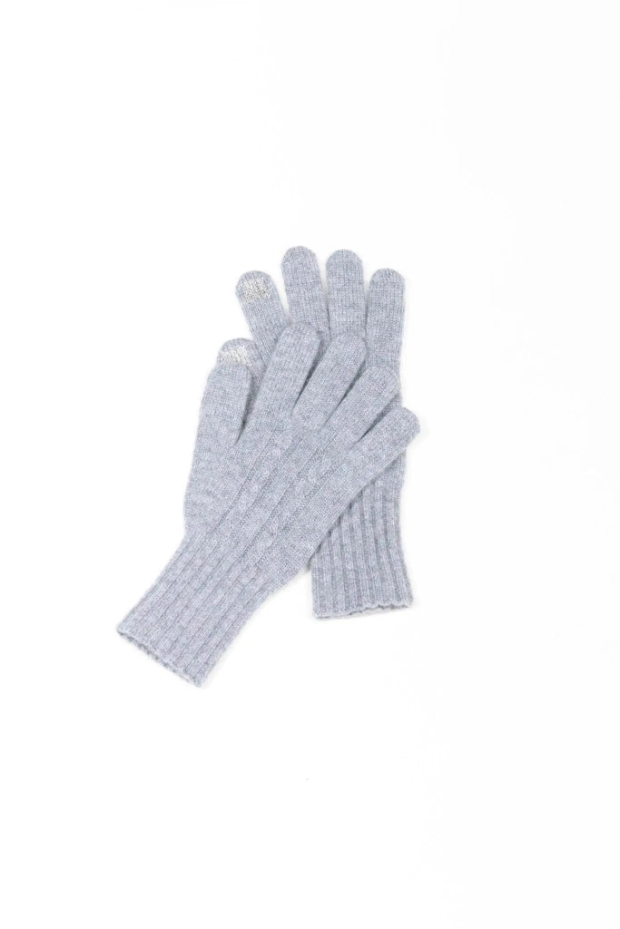 Fibflx women's winter mitten cable knit glove cashmere christmas gift grey