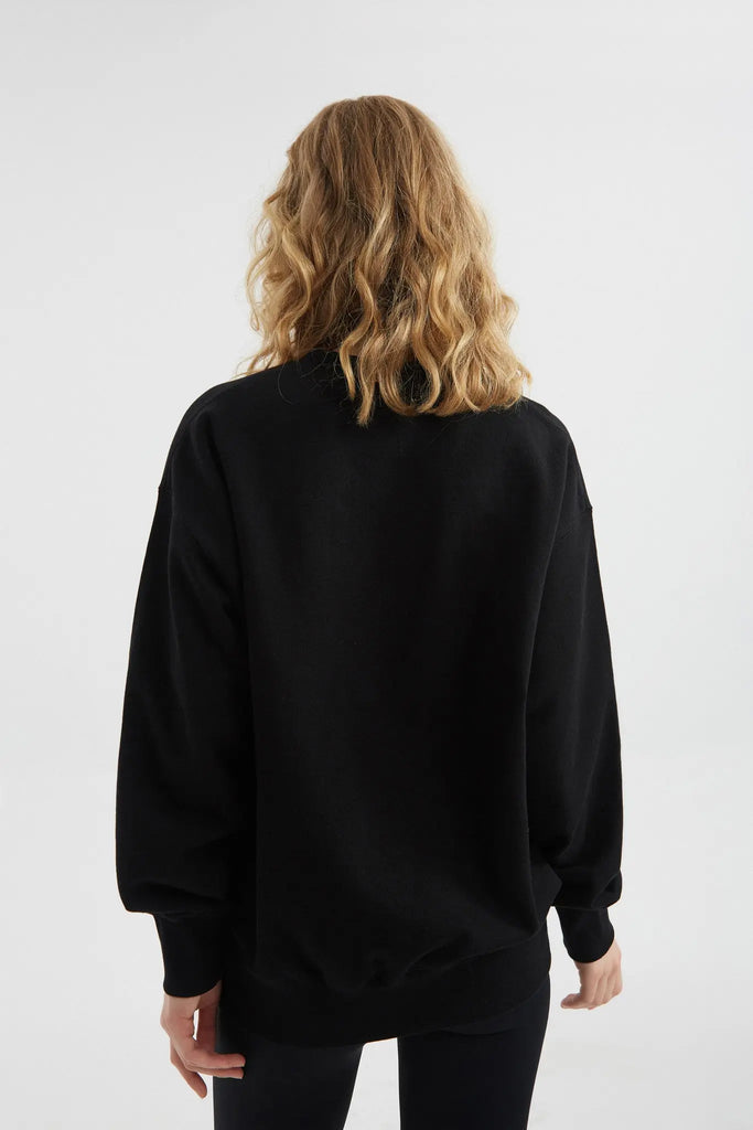 fibflx women's clothes sweatshirt crewneck graphic black