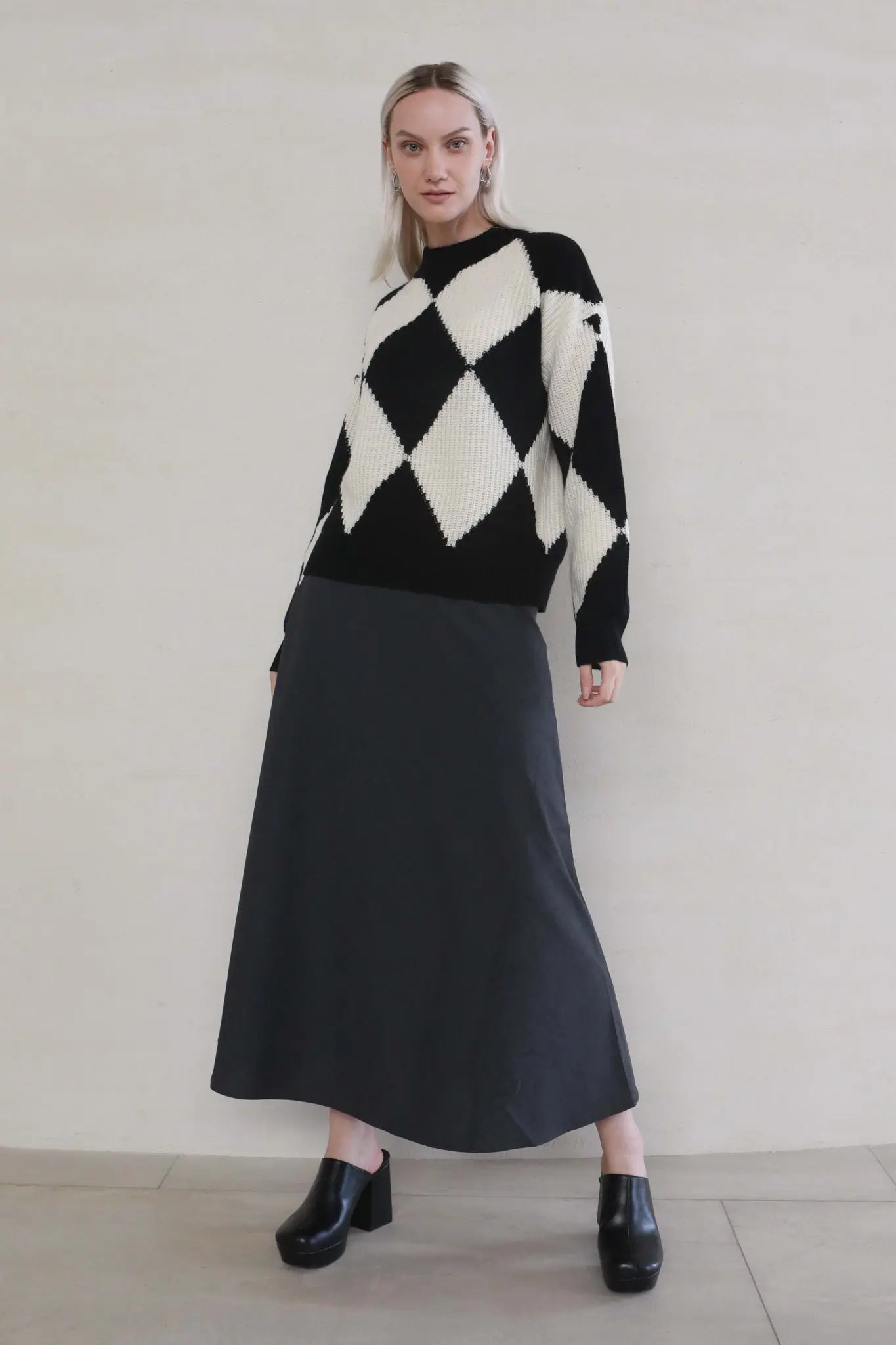 Fibflx Women's Harlequin Sweater in Wool and Cashmere