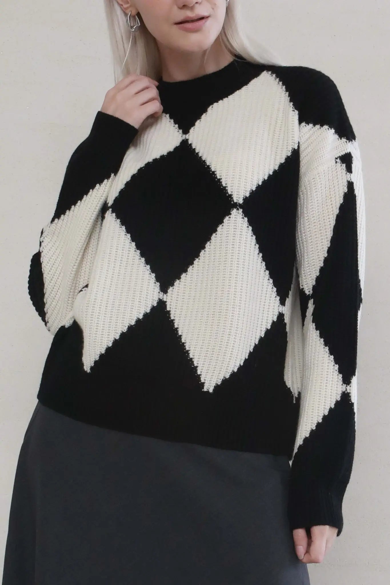 Fibflx Women's Harlequin Sweater in Wool and Cashmere