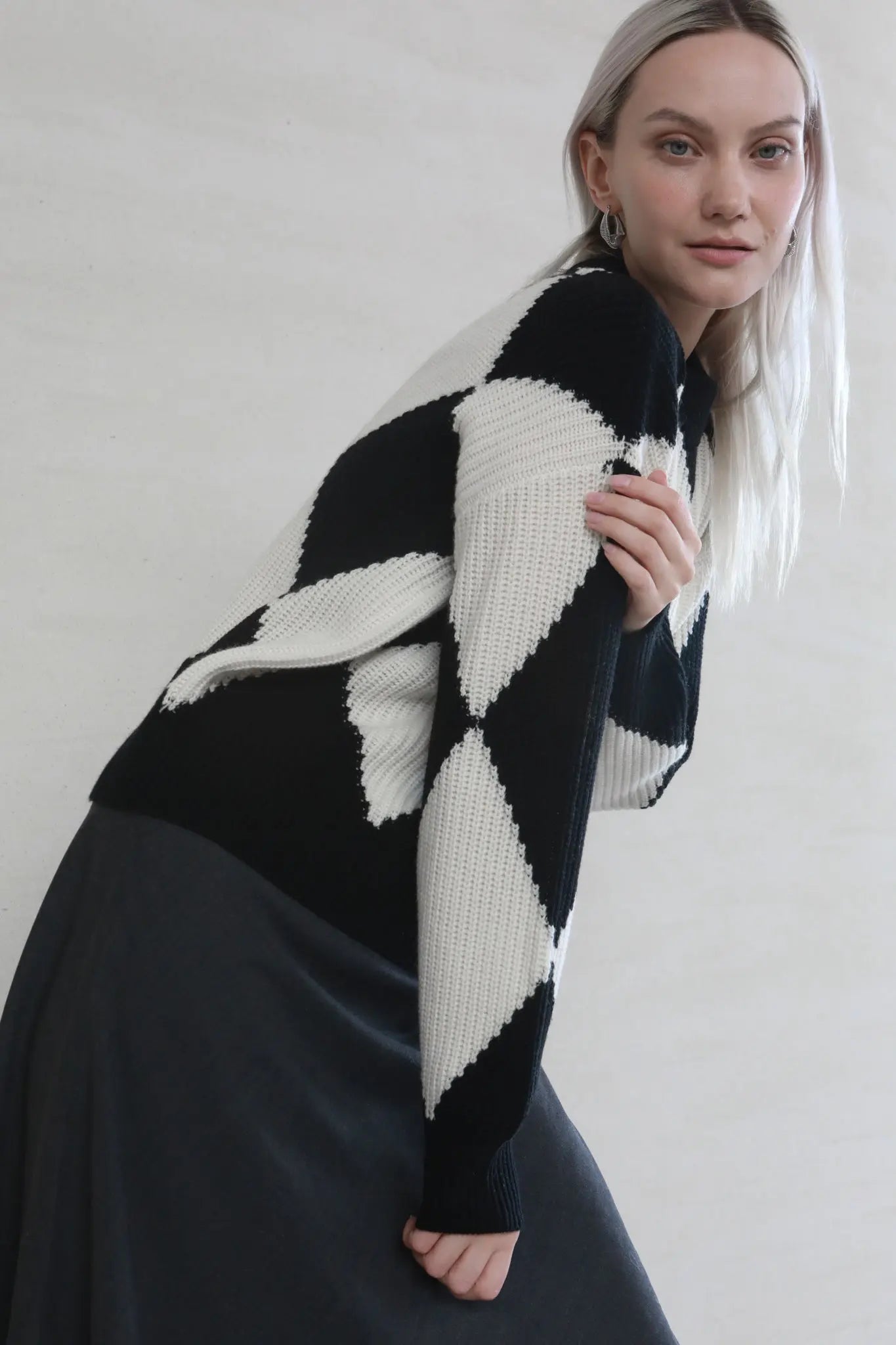 Fibflx Women's Harlequin Sweater in Wool and Cashmere