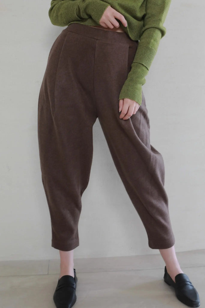 Fibflx women's clothes warm winter pants high waist carrot pants brown 