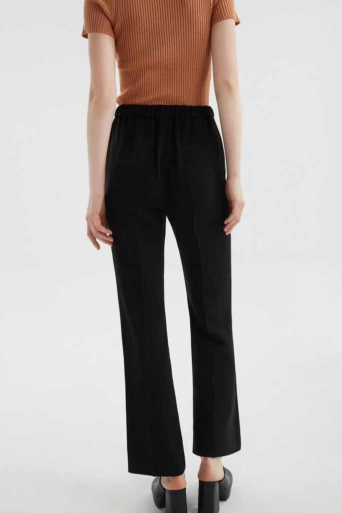 fibflx women's clothes high waist flare pants black triacetate