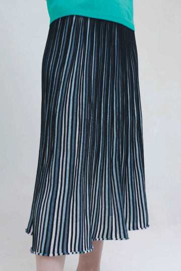 fibflx women's clothes knitted pleated midi skirt black and blue accordian skirt casual