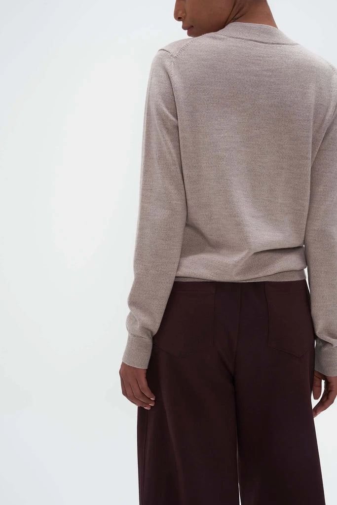 Merino Wool Mock Neck Sweater Barley Beige