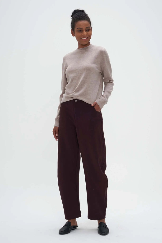 Merino Wool Mock Neck Sweater Barley Beige