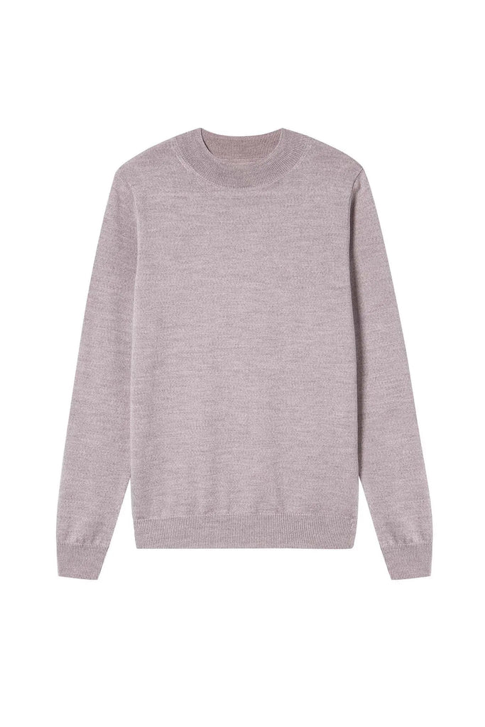 Merino Wool Mock Neck Sweater Barley Beige