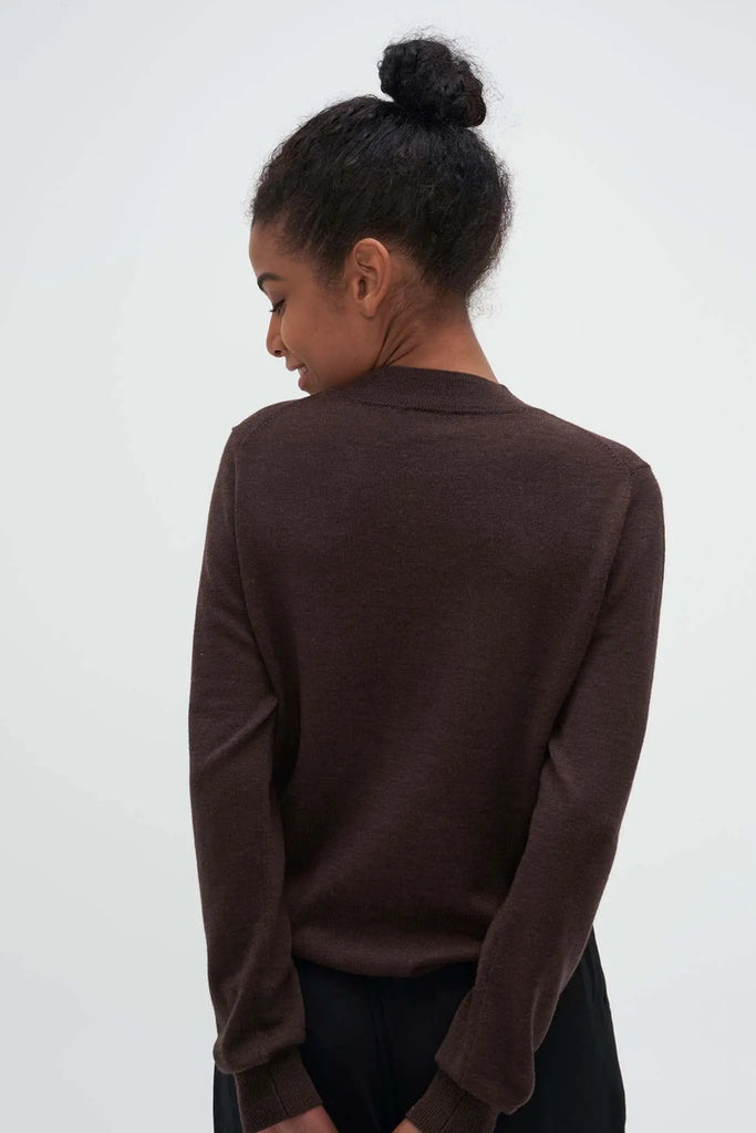 Merino Wool Mock Neck Sweater Brown