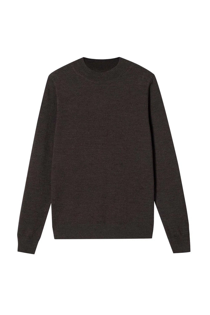 Merino Wool Mock Neck Sweater Brown