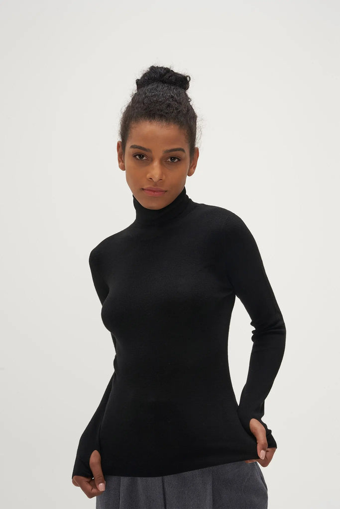 Fibflx Women's Merino Wool Turtleneck Sweater
