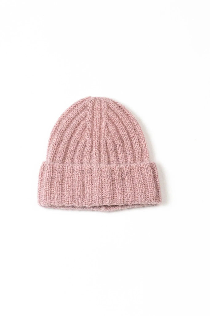 Fibflx women's winter mohair and wool knit beanie hat christmas gift pink 