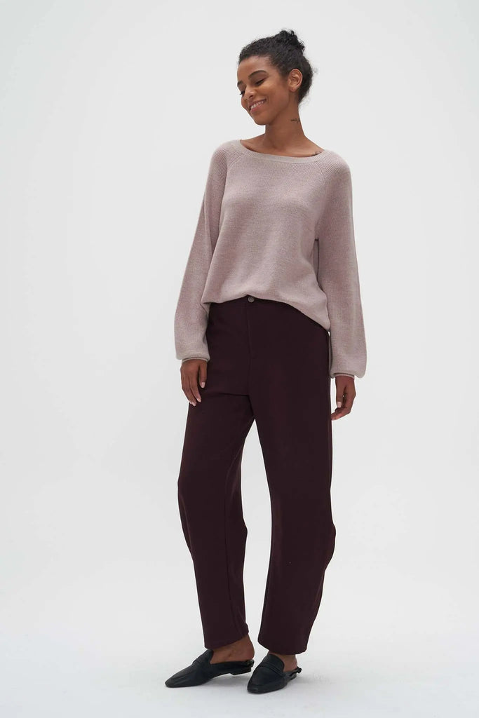 Relaxed Boat Neck Merino Wool Sweater Barley Beige