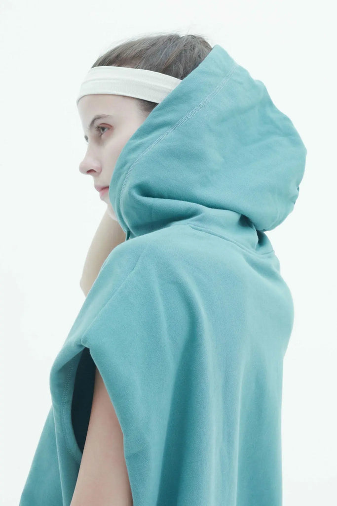 fibflx women's sleeveless hoodie terry cotton casual work out top green drop shoulders