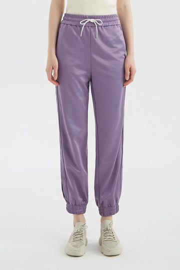 fibflx women's clothes triacetate fabric cotton slim sweatpants joggers casual purple