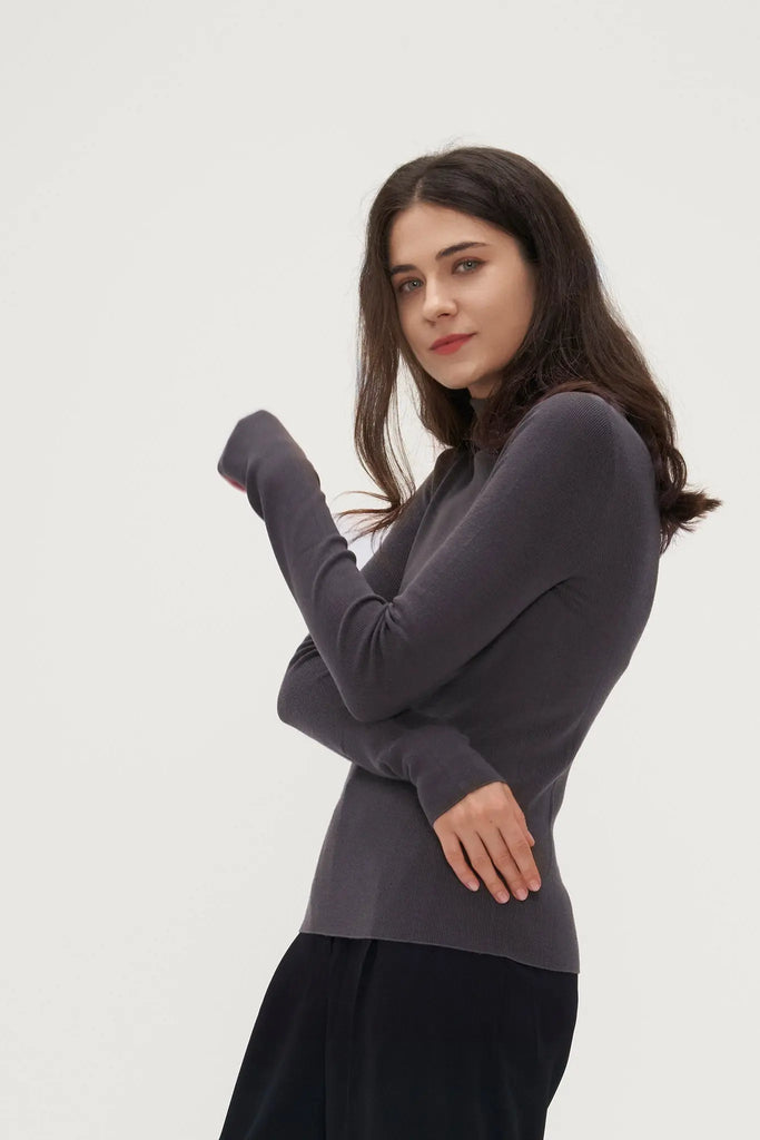 Fibflx Women's Slim Seamless Wool Turtleneck Sweater