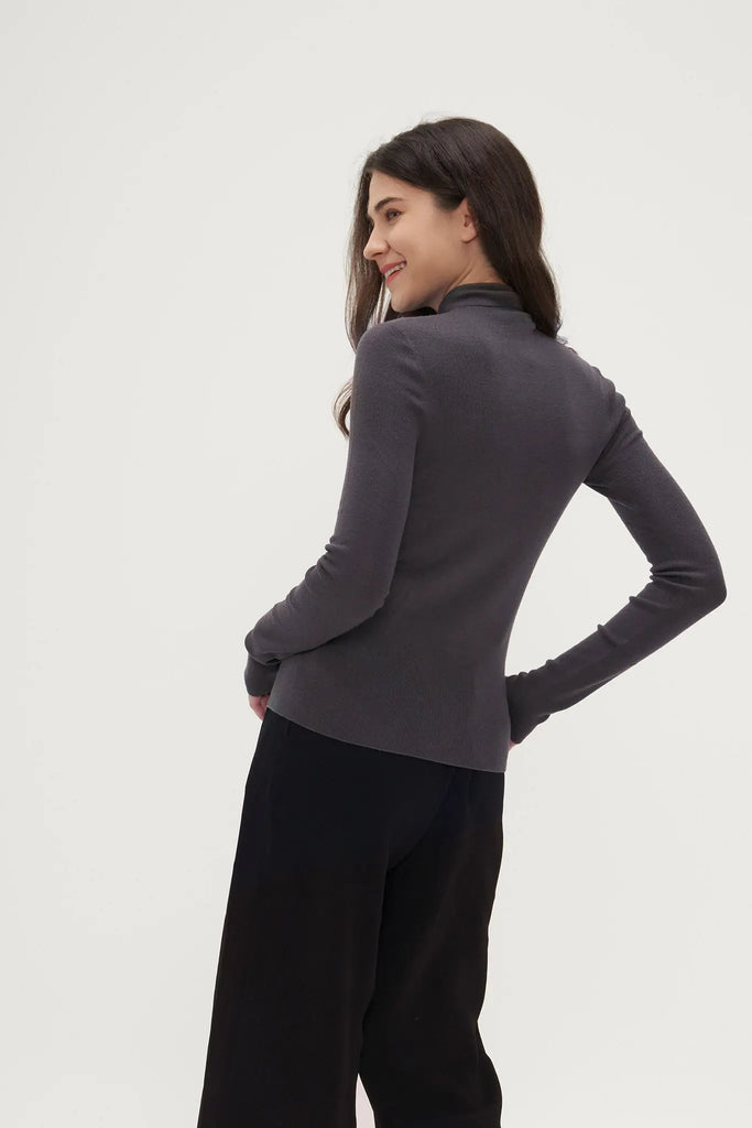 Fibflx Women's Slim Seamless Wool Turtleneck Sweater