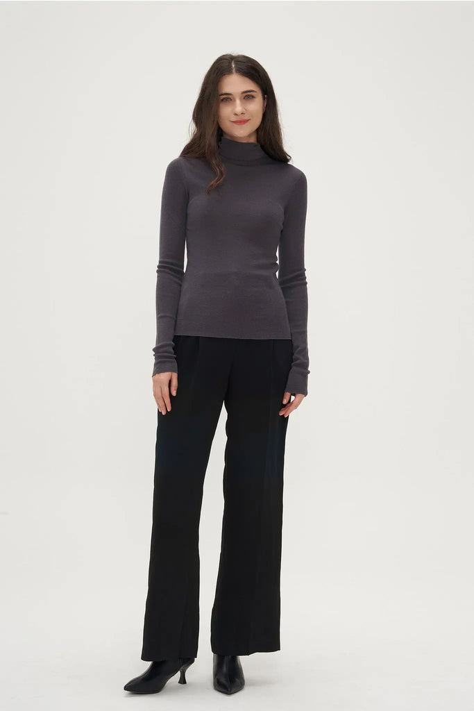 Fibflx Women's Slim Seamless Wool Turtleneck Sweater