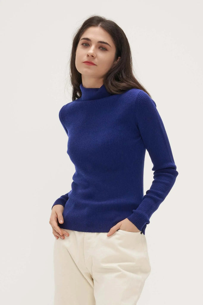 Fibflx Women's Slim Turtleneck Sweater in Cashmere and Wool