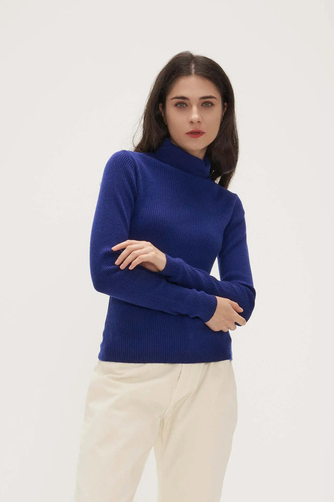 Fibflx Women's Slim Turtleneck Sweater in Cashmere and Wool