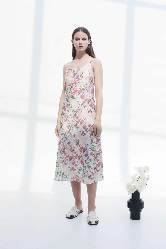 fibflx women's clothes summer dress spaghetti strap floral print dress midi maxi tank top dress