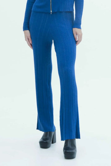 fibflx women's clothes straight leg pants silk linen high waist pull up elastic blue