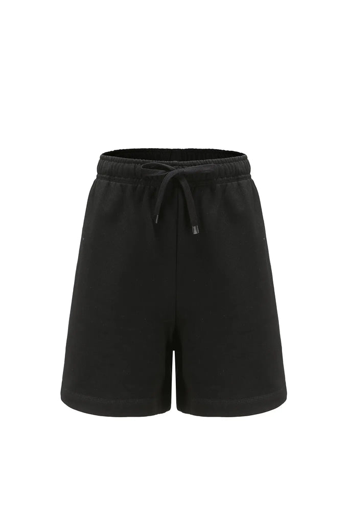 fibflx women's clothes sweat shorts terry cotton drawstring pull up work out shorts casual black